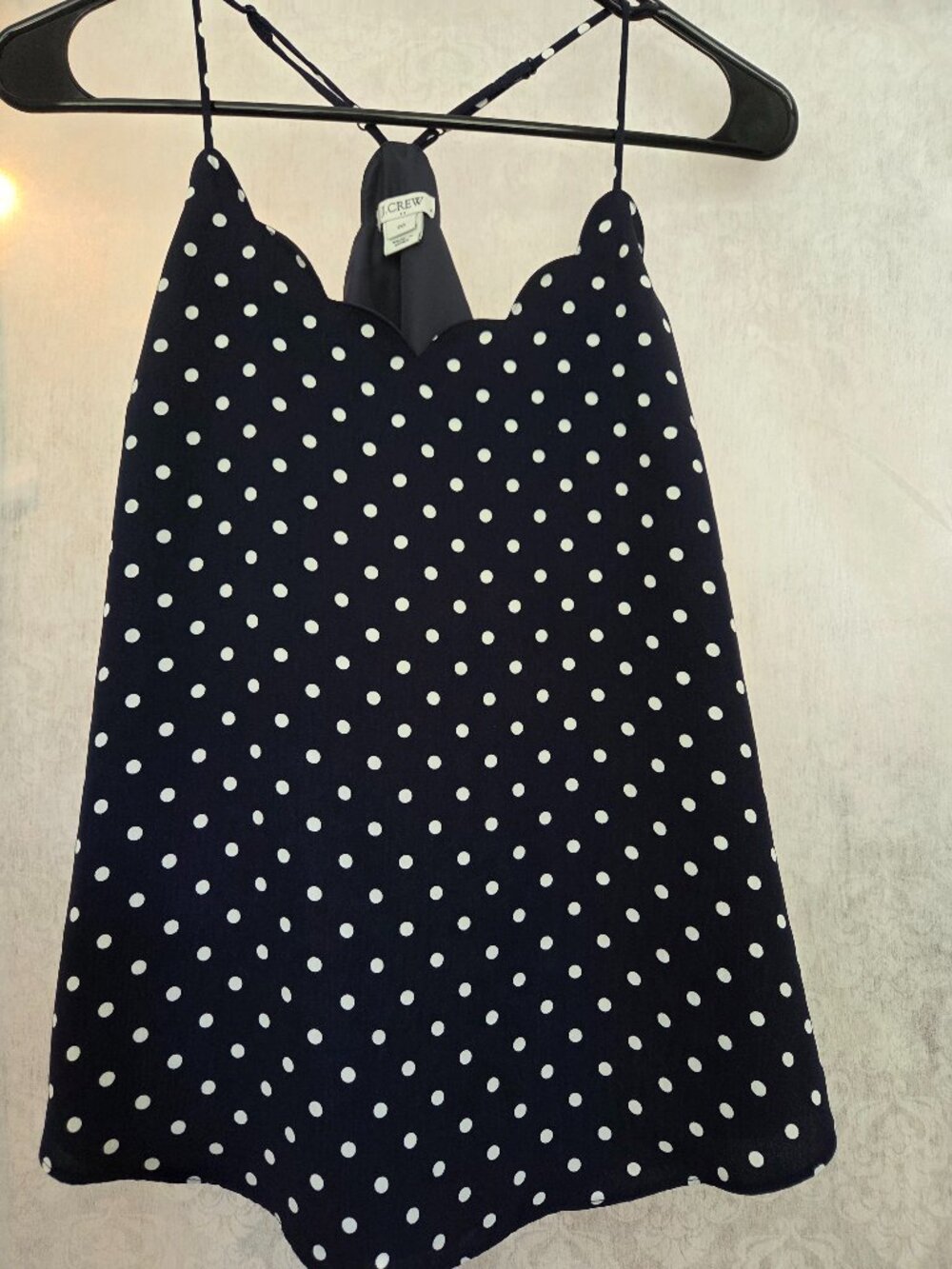 J. Crew scalloped tank with adjustable straps.